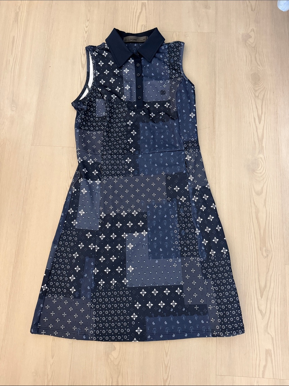 G/FORE Navy Patchwork Sleeveless Polo Dress